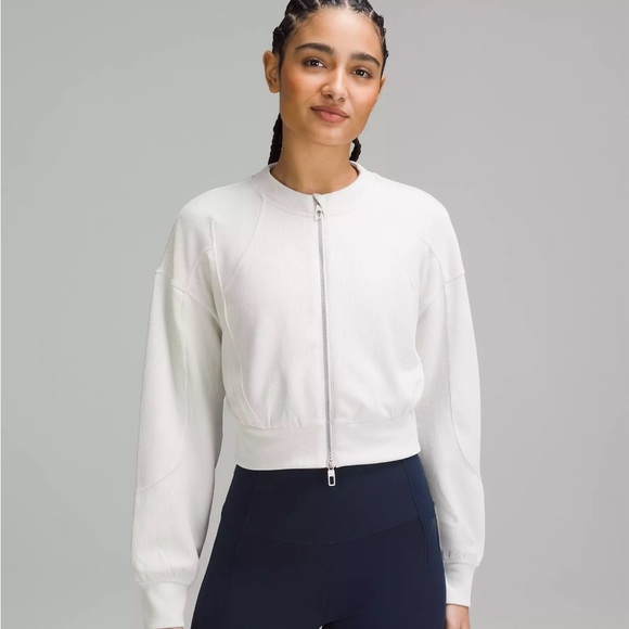 lululemon athletica Tops - Lululemon ribbed soft steam cropped bomber: SOLDOUT